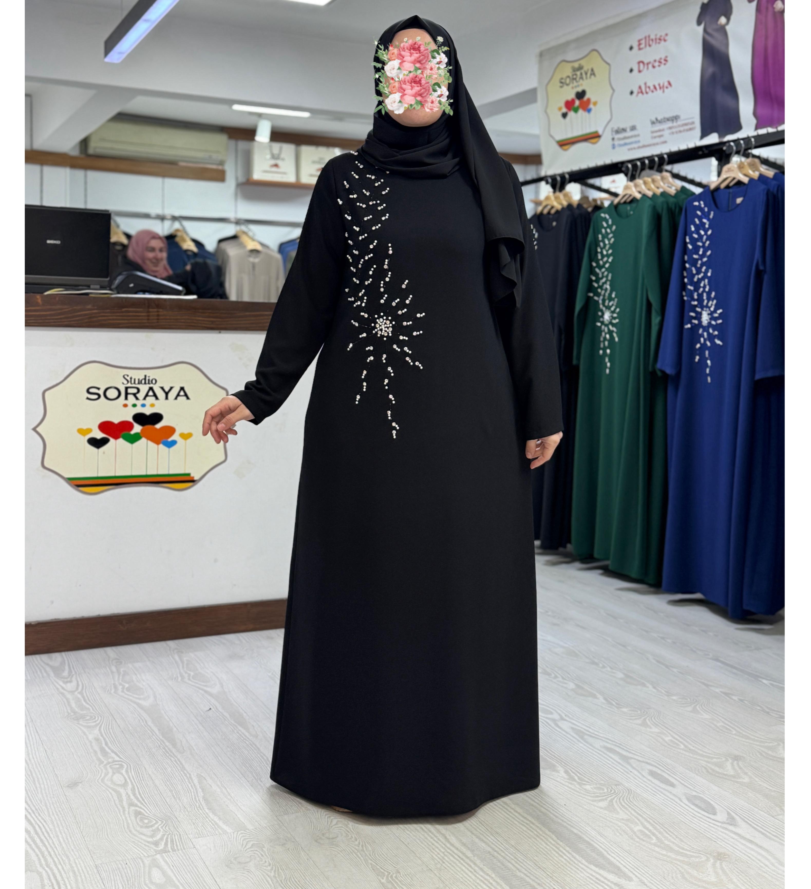 ÇİÇEK MODEL ELBİSE İNCİLİ