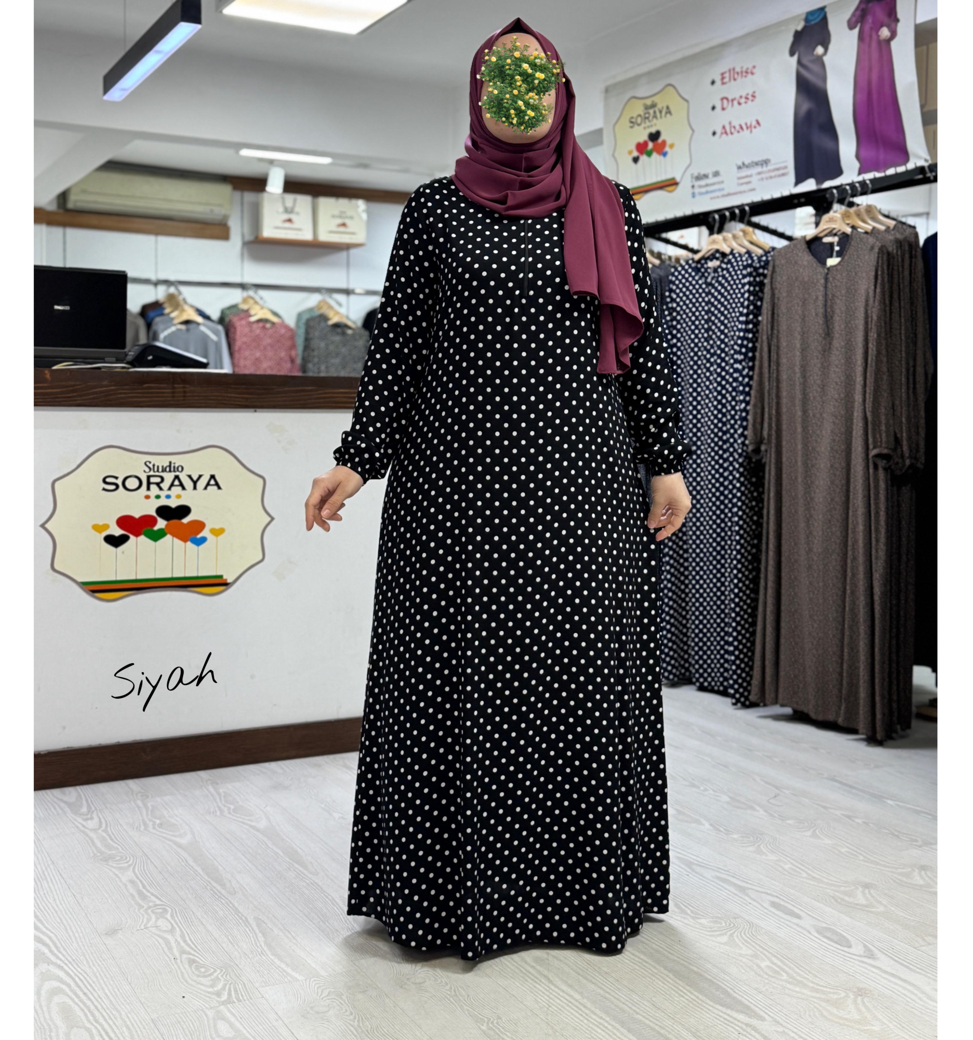 VİSKON DESENLİ GİYÇIK ELBİSE