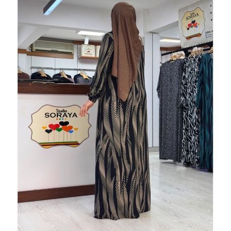 VİSKON DESENLİ GİYÇIK ELBİSE